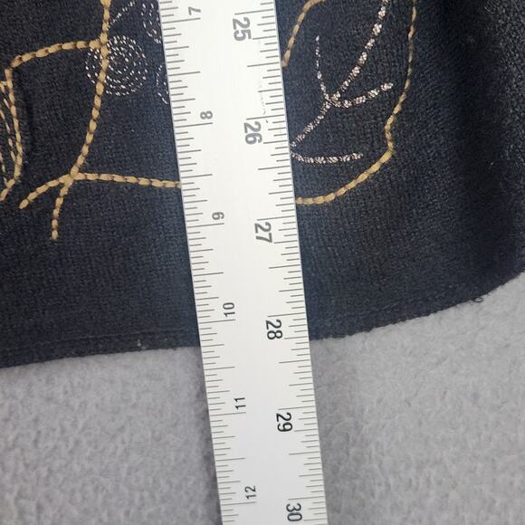 NEWTON TRADING CO Sweater Womens 1X Wool Cardigan Embroidered Leaves Floral - Picture 4 of 10